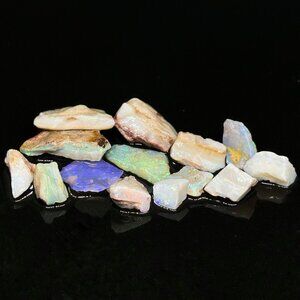 Colorful Uncut Australian Coober Pedy Opal Parcel With Multifired Bars